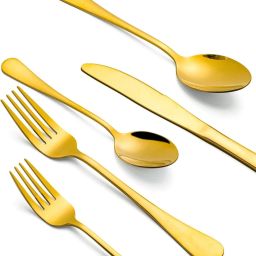 Luxury Golden Steel Flatware Set,Cutlery Set Spoon,Fork & Knife Set,Kitchen Item Stainless Steel Cutlery Set-6