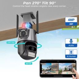 AVOIHS SIM Camera PTZ 360° Night Vision 2-way Audio Motion Detection SD Card Support Security Camera image 2