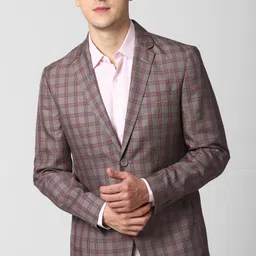 peter england Men Checkered Single Breasted Formal Blazer-picture-28