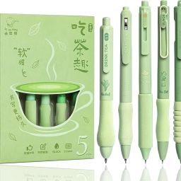 Green Tea-Themed Gel Pen Set - 0.5mm Black Ink Smooth Writing Pens Gel Pen-57