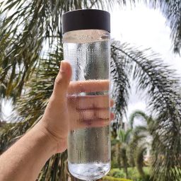 uinque buyer 4PCS-Black Plastic Lids Glass Water Bottles Set - For Fridge, Juicing 750 ml Bottle image 3