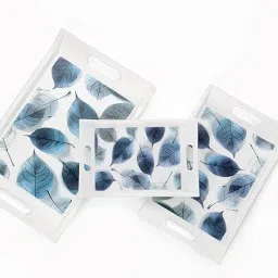 finner Set of 3 Printed Serving Trays with Handles – Multipurpose Plastic Trays Tray image 3