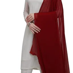 Chiffon Solid Maroon Women Dupatta-image-3