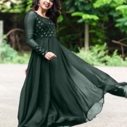 Embroidered Georgette Stitched Flared/A-line Gown-image-46