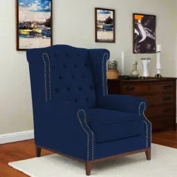 febonic Nory Fabric Wing Chair In Royal Blue Colour-picture-37