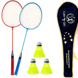 Single Shaft Badminton Racket Of 2 With 3 Pc Nylon Shuttlecock 1 Bag Badminton Kit-image-31