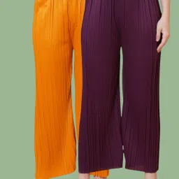 Women Regular Fit Multicolor Polyester Trousers-image-4