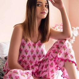 Women Night Suit Set Pink Printed-image-20