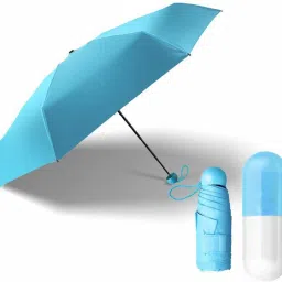 Pocket Umbrella Ultra Light Mini U 5 Folding Compact withCapsule Case (BLUE) Umbrella-20