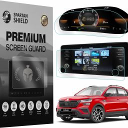 spartan shield Screen Guard for COMBO For SKODA KUSHAQ || 8 INCH INFOTAINMENT with ROTARY KNOBS & INSTRUMENT CLUSTER Protector || | Car Display Music Stereo | Kushq 9H TouchScreen Accessories [Not Tempered Glass]-image-12
