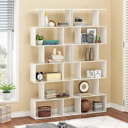 lukzer 6 Layer Bookshelf S Shaped Bookcase Open Book Shelf Display Rack (MR-002/White) Engineered Wood Open Book Shelf image 5