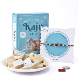 Rudraksh Sweet Celebrations: Kaju Katli with Set of 1 Rakhi Assorted Rakhi Set-17