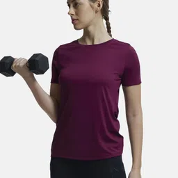 jockey MW71 Active Wear Women Solid Round Neck Polyester Maroon T-Shirt-picture-34