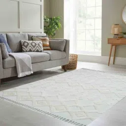 mric Yellow Geometric Wool 5 ft x 7 ft Hand Woven Carpet-picture-39