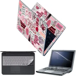 Techfit Full Body Laptop Skin with Screen Guard and Key Guard - Good Vibes Typography Combo Set-image-41