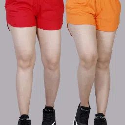 Pack of 2 Solid Women Black, Red Basic Shorts-image-19