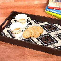 Tiles Vinyl Printing Serving Tray for Kitchen serveware Coffee Tray Table Tray Size 15x9.5x1.85 inch Tray-image-100