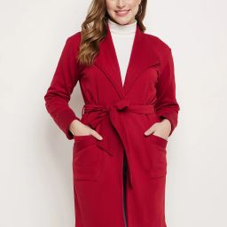 Fleece Solid Coat For Women-image-30