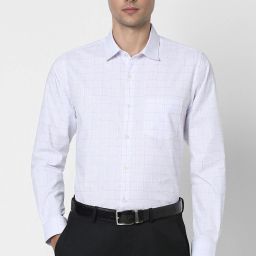 peter england Men Slim Fit Checkered Spread Collar Formal Shirt-picture-2