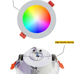 mvl Maxa 10-Watts 7-in-1 Multicolour Round Led Conceal Down Light Pack of 2 Ceiling Light Ceiling Lamp image 4