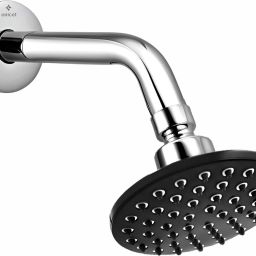 5-INCH Round Shower With Arm & Flange, Bathroom shower set, Chrome Finish Black Fixed Mount-picture-4