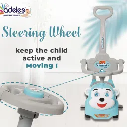 odelee Monkey Baby Push Ride-on Car with Music, Toy Storage and Back Rest With Handle Rideons & Wagons Non Battery Operated Ride On image 4