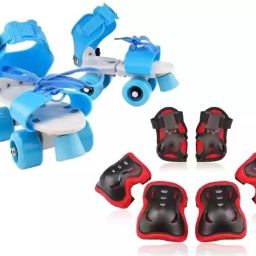 NEW-roller blue skate with knee black In-line Skates - Size 18 CM -23 CM UK-image-4