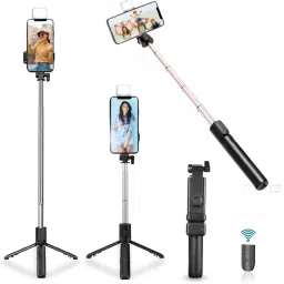 GADGETSWEAR Selfie Stick with Tripod Stand, Mobile Tripod stand with LED Light Tripod Kit-15