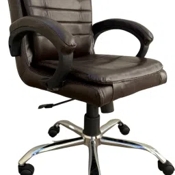 UROBIN REVOLVING WHEELS BOSS CHAIR (MIDDLE BACK) Leatherette Office Adjustable Arm Chair-image-18