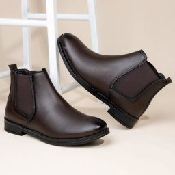 Men Casual Comfortable Chelsea Slip-On Outdoor Synthetic Leather Boots For Men-image-37