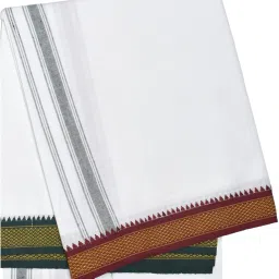TUNI MANI Thalapathy Jari Border 100% Cotton Single Dhoti, 2.0meter Solid Men Dhoti-image-8