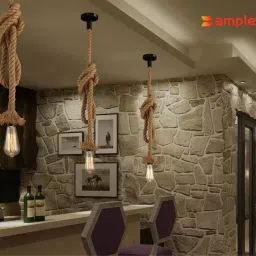 ample Natural Jute Rope Type (WITH LED FILAMENT BULB) Ceiling Hanging Pendant Light SET OF 2 Pendants Ceiling Lamp image 3