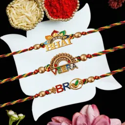 Designer Rakhi 3 Roli Chawal Assorted Chawal Roli Pack, Rakhi Set-image-89