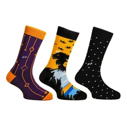 Papa Socks Unisex Pack Of 3 Anti-Bacterial Printed Calf-Length Socks-44
