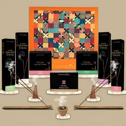 Imvelo Green your hygiene Brown 12 Pcs Natural Incense Sticks & Cones With Sambrani Cups-11