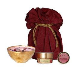 OHRIA AYURVEDA 3-Pcs Rose & Pomegranate Cream -Lip Balm & Diya Candle-1