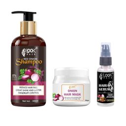 LOOK HAIR Set Of 3 Onion Hair Mask 180 g - Shampoo - 300 ml & Hair Serum - 50 ml-34