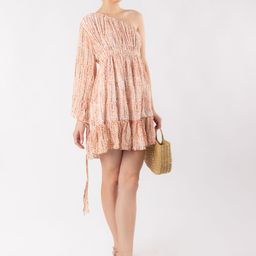 Stylecast X Hersheinbox Abstract Print One Shoulder Puff Sleeve Fit & Flare Mini Dress image 4