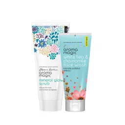 Aroma Magic Mineral Glow Scrub & White Tea Chamomile Face Wash Combo All Skin Types-picture-47