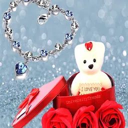 UNIVERSITY TRENDZ Silver-Plated Stud Bracelet With Mini Teddy Combo Set-47