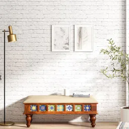 mudramark from pepperfry Siramika Sheesham Wood Upholstered Bench In Honey Oak Finish-picture-42
