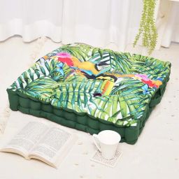 blanc9 Green Cotton Floral 16x16 inches Floor Cushions (Set of 2)-picture-24