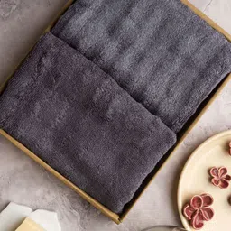 MUSH Set Of 2 Space Grey Solid 600 GSM Ultra Soft & Eco Friendly Bamboo Hand Towel-30