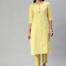 KALINI Woven Design Regular Kurta with Trousers-14