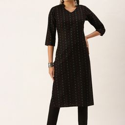 KALINI Ethnic Motifs Printed Regular Thread Work Kurta with Trousers-15