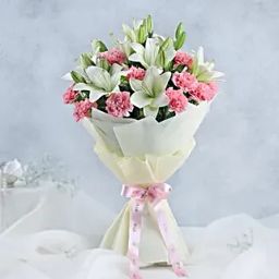 Asiatic Lilies Carnations Mixed Bouquet-image-34