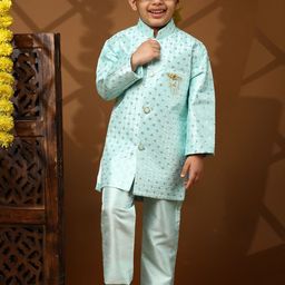 Pro-Ethic STYLE DEVELOPER Boys Floral Embroidered Regular Sequinned Kurta with Trousers-27