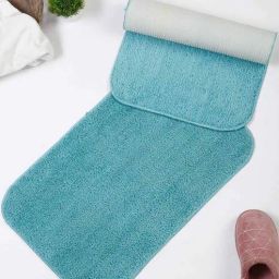 hosta homes Turquoise Blue Solid Polyester 16 x 24 Inches Anti Skid Door Mat-picture-9