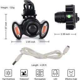 shivexim Zoom-able Feature 4 Mode Bicycle Headlight Focus with 2 warning lights LED Front Light image 3