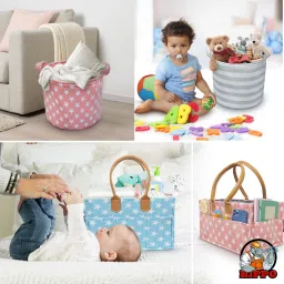hippo 2IN1 Designer Polyester Diaper Caddy & Toy Bin Smart Combo Large Capacity image 5